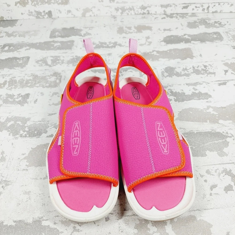 New KEEN Kids Knotch River Open Toe Pink Hook & Loop Sandals C385